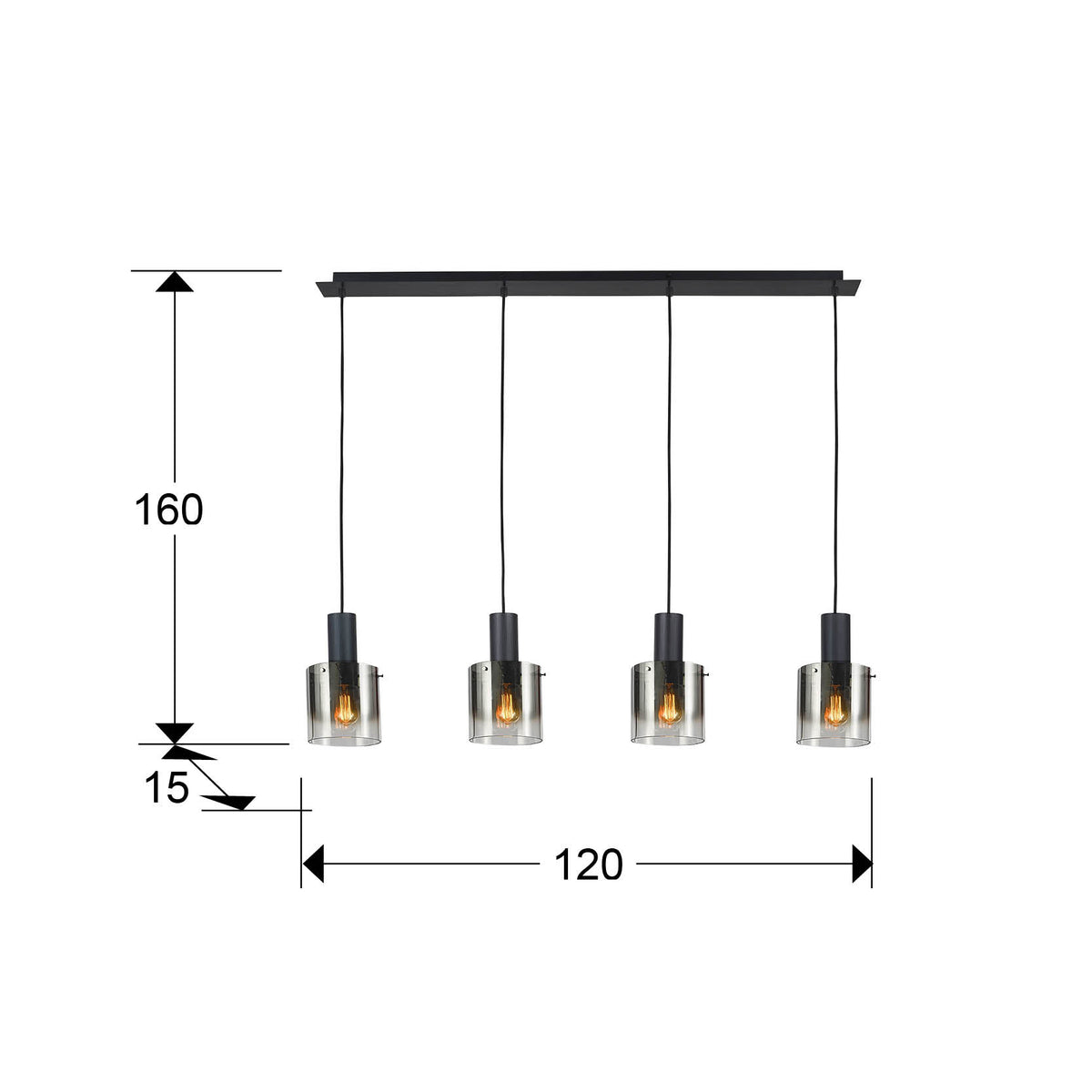 
Suspension design « Venize » à 4 lumières - Noir