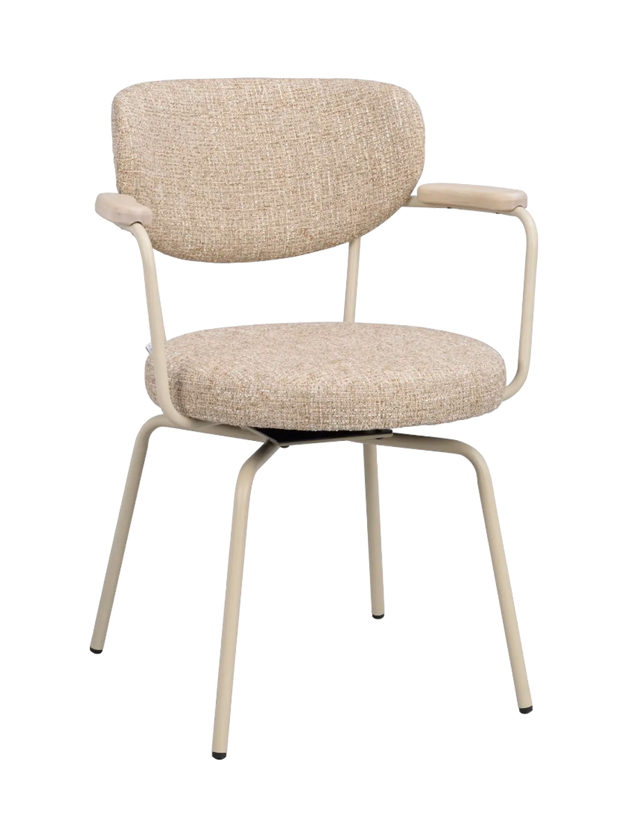 
360° Swivel Designer Armchair "Merrick" - Beige / Beige