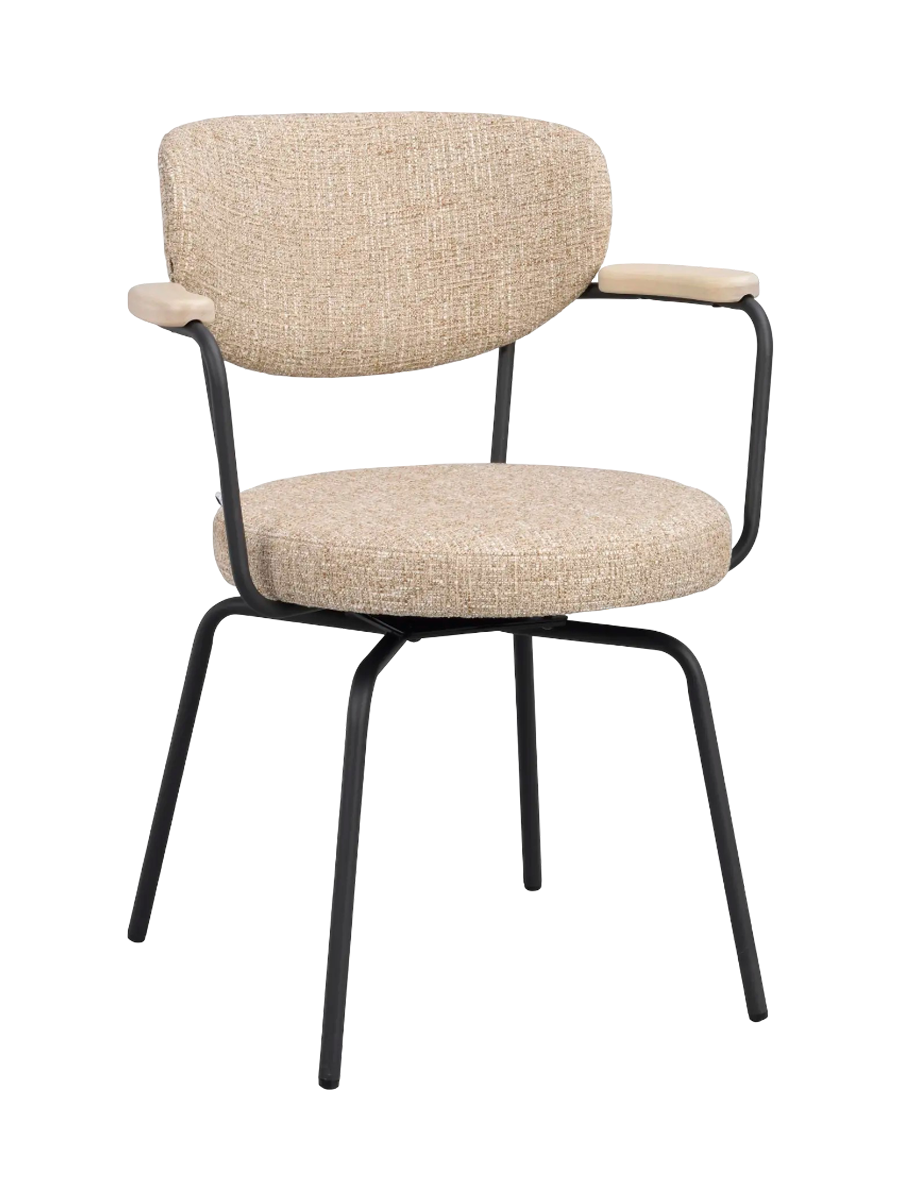 
360° Swivel Designer Armchair "Merrick" - Beige / Black