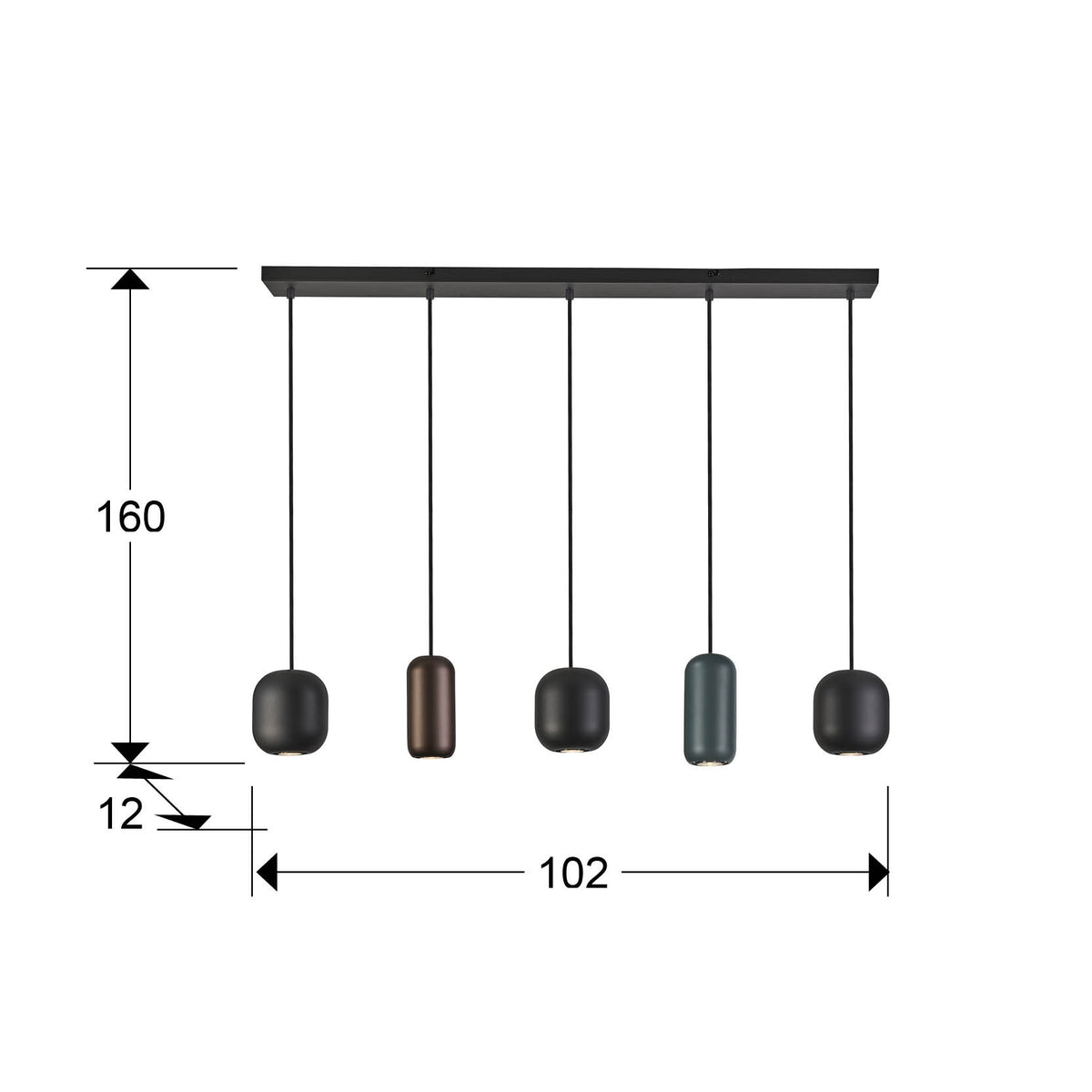 
Lampe suspendue design « Nimes » à 5 lampes
