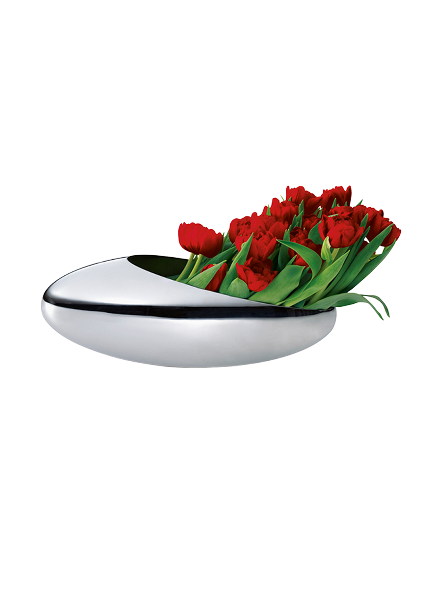 
Designer champagne cooler & tulip vase "Cocoon", highly polished stainless steel