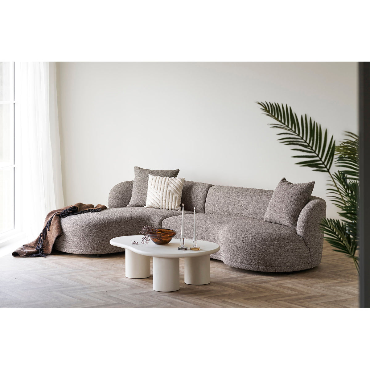 
Canapé d’angle design 4 places « Kingston » - Liens / Taupe