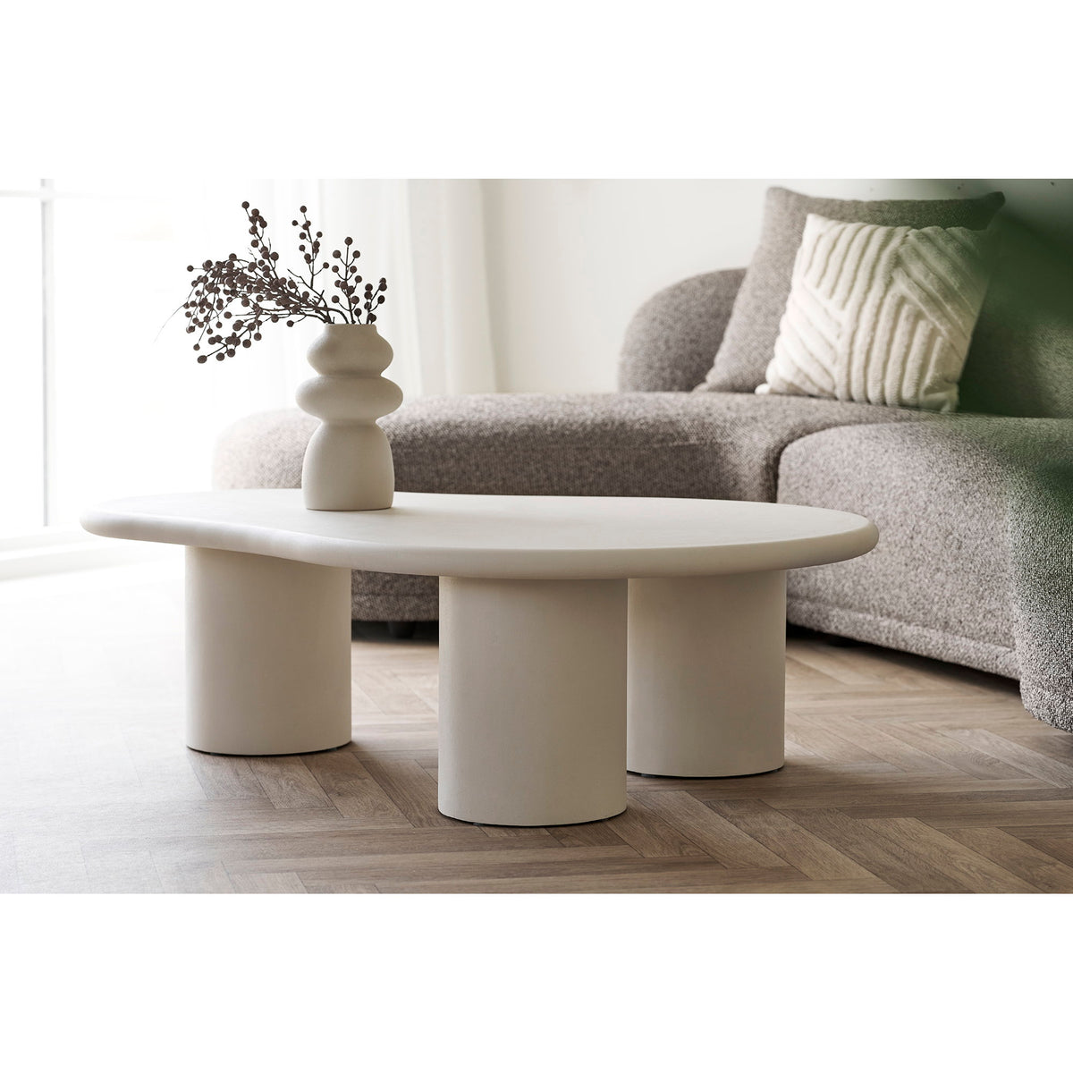 
Canapé d’angle design 4 places « Kingston » - Liens / Taupe