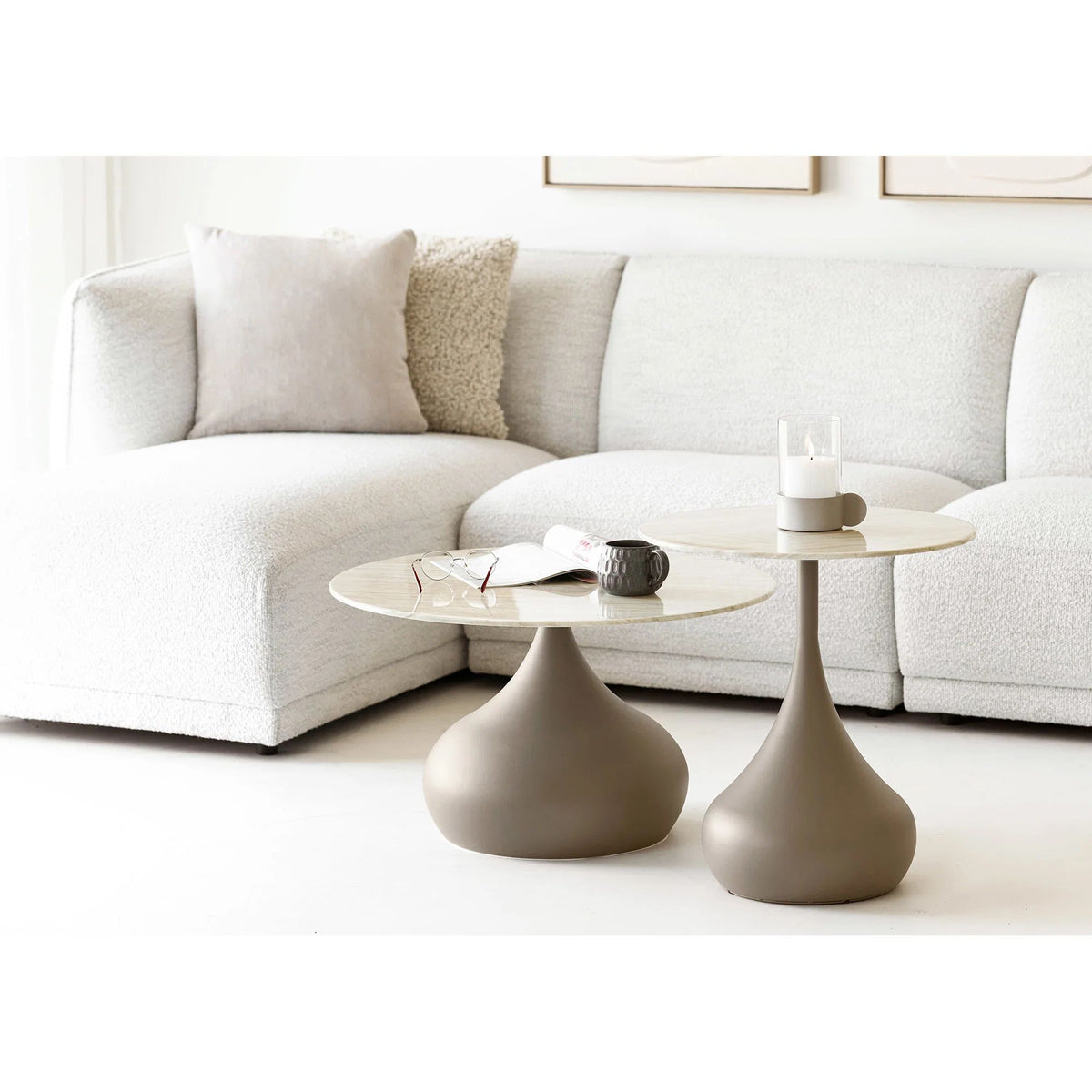
Canapé d’angle design 4 places « Noory » - Liens / Blanc cassé