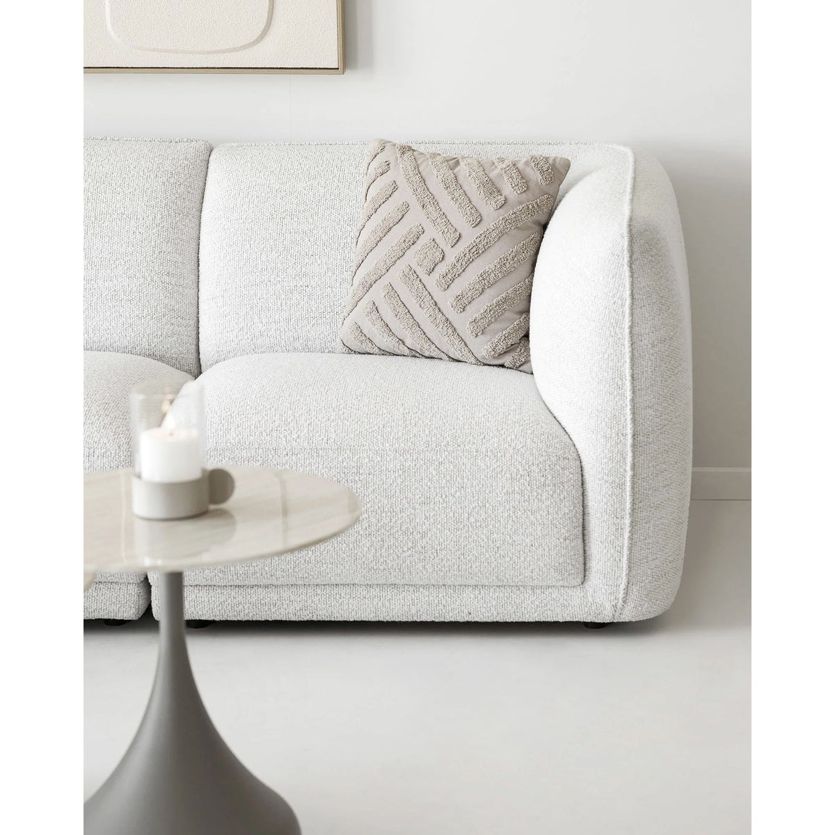 
Canapé d’angle design 4 places « Noory » - Liens / Blanc cassé