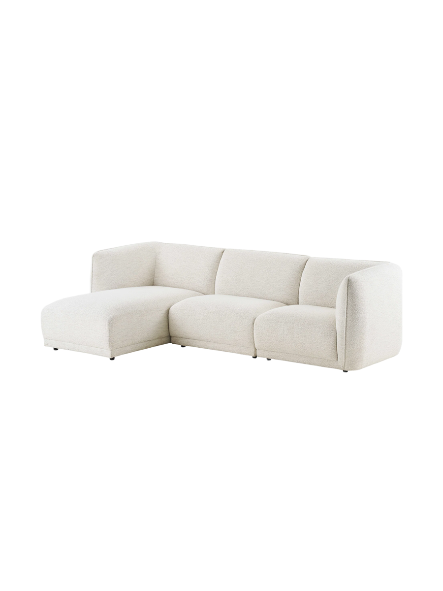 
Canapé d’angle design 4 places « Noory » - Liens / Blanc cassé