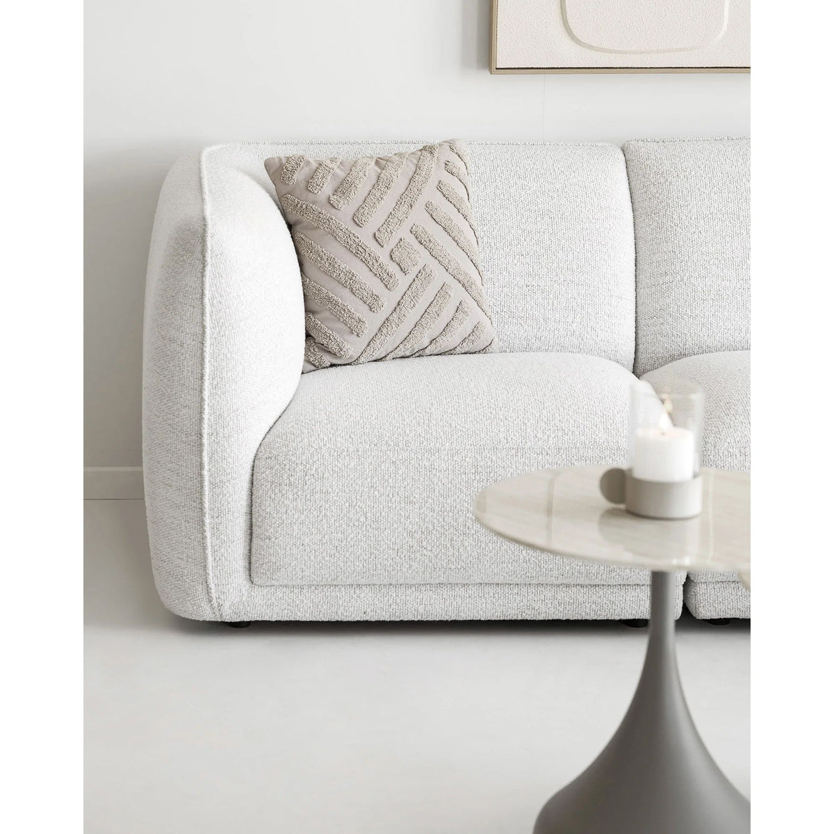 
Canapé d’angle design 4 places « Noory » - Droite / Blanc cassé