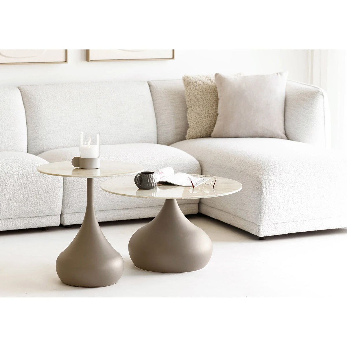 
Canapé d’angle design 4 places « Noory » - Droite / Blanc cassé