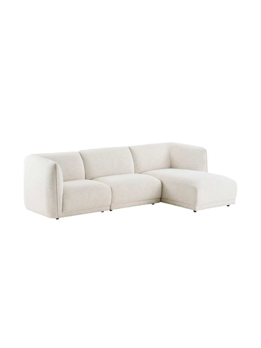 
Canapé d’angle design 4 places « Noory » - Droite / Blanc cassé