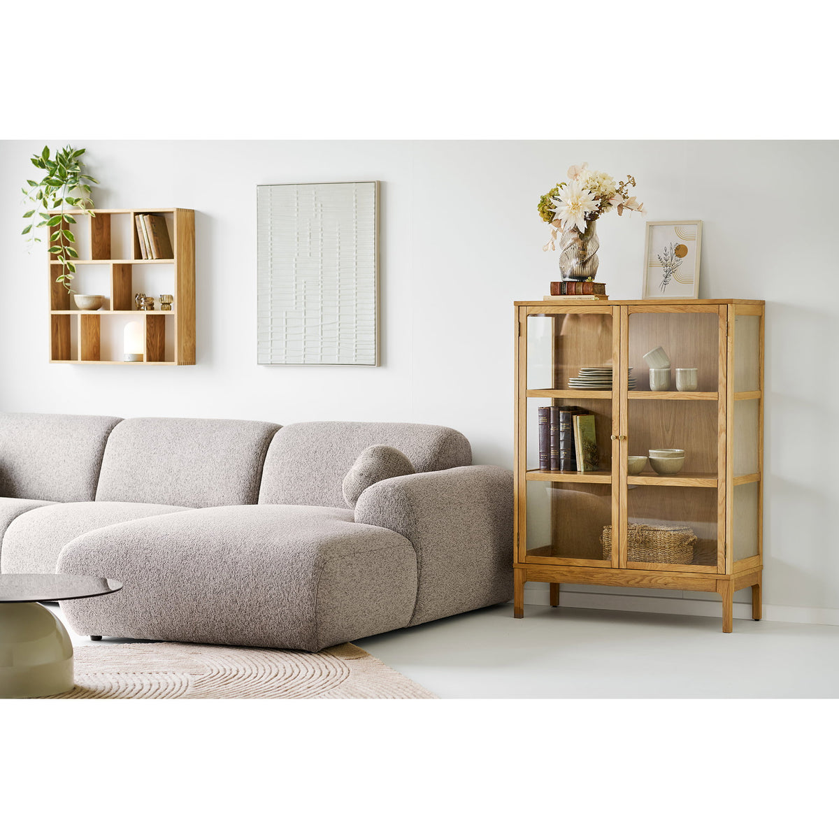 
Canapé d’angle design 4 places « Clyde » - Droite / Pierre
