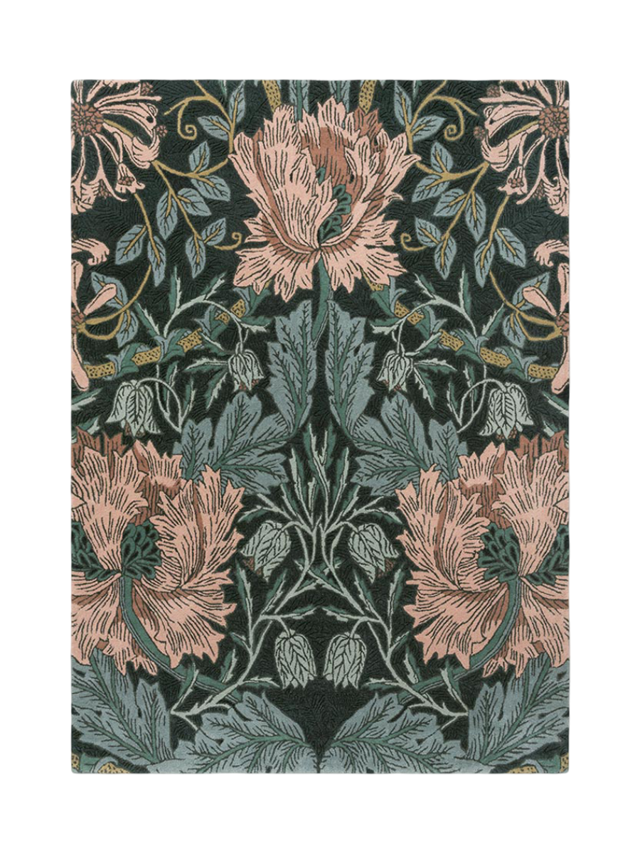 
Tapis design « Honeysuckle & Tulip » – tufté main, 100 % pure laine vierge - 170 x 240 cm / Sarcelle