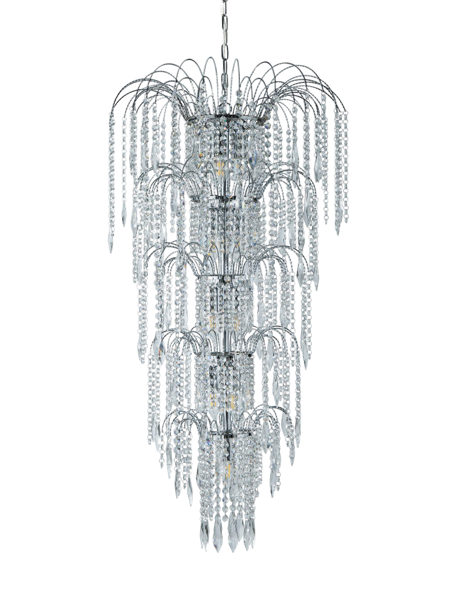 
Exklusiver, dimmbarer Kronleuchter „Waterfall“ - Silber