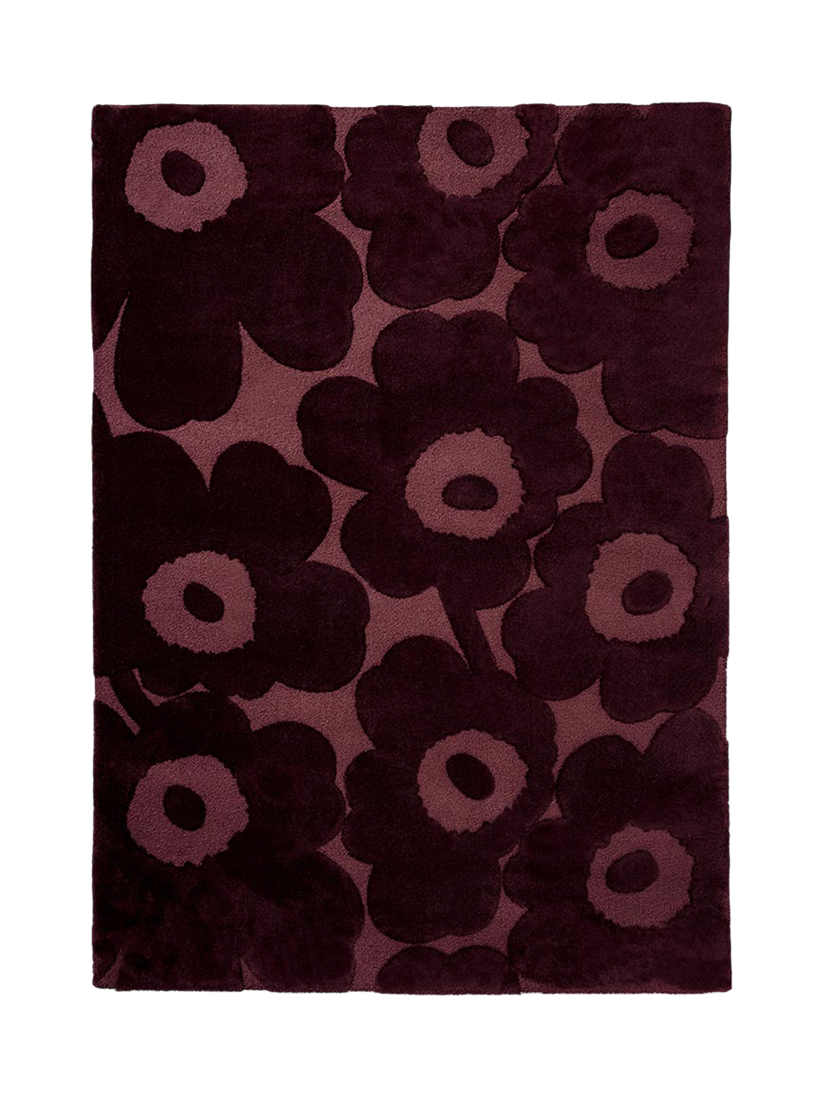 
Tapis design tufté main « Unikko Burgundy » 100 % laine, différentes tailles - 140 x 200 cm
