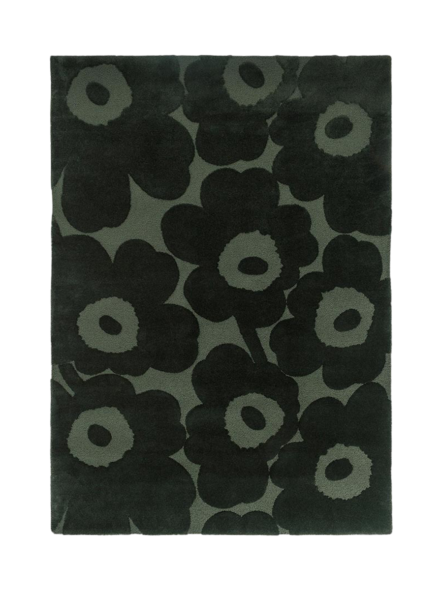 
Handgetufteter Designer Teppich „Unikko Green“ aus 100% Wolle, verschiedene Grössen - 140 x 200 cm