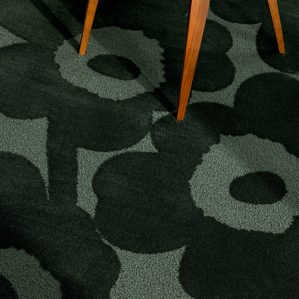 
Handgetufteter Designer Teppich „Unikko Green“ aus 100% Wolle, verschiedene Grössen - 140 x 200 cm
