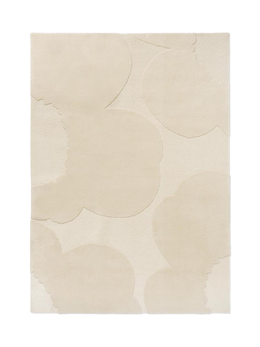 
Handgetufteter Designer Teppich „Iso Unikko Natural“ aus 100% Wolle, verschiedene Grössen - 140 x 200 cm