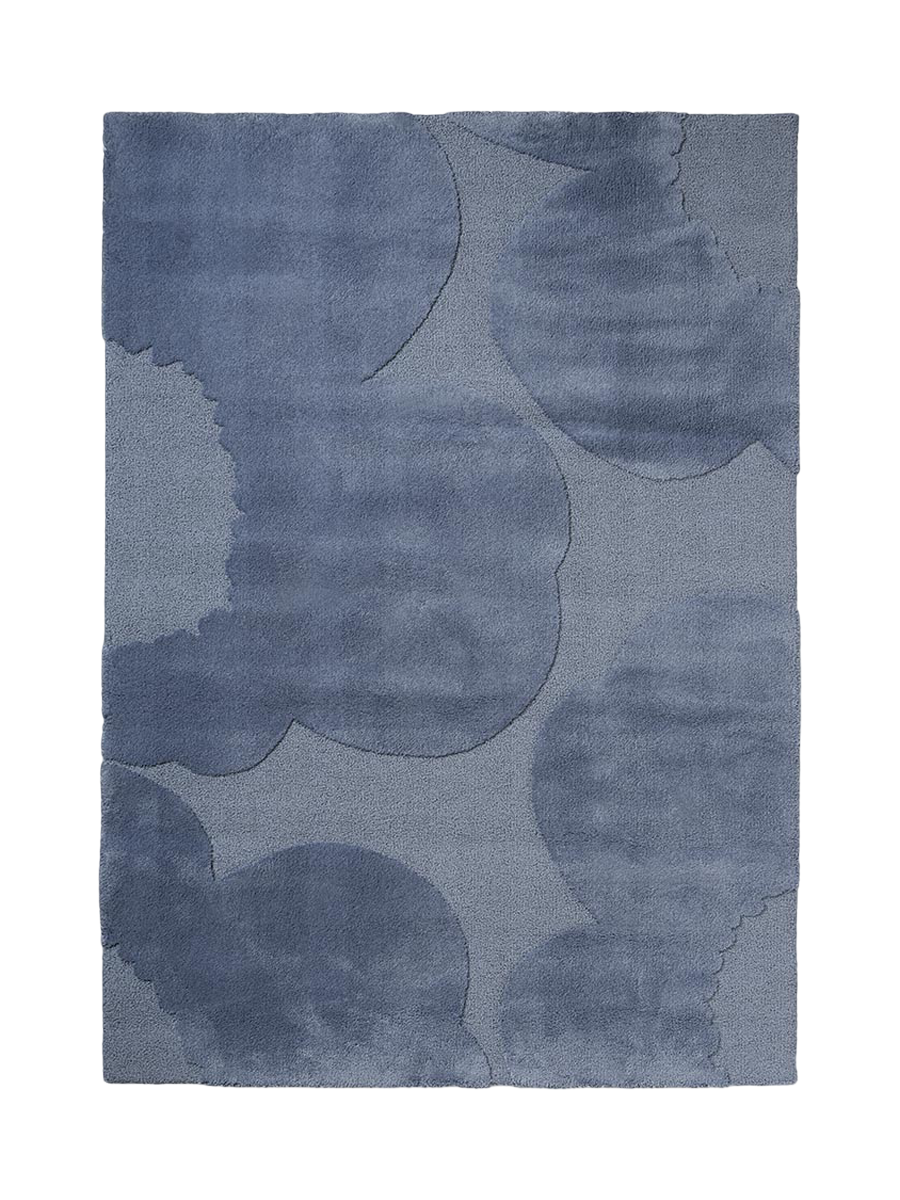 
Handgetufteter Designer Teppich „Iso Unikko Dusty Blue“ aus 100% Wolle, verschiedene Grössen - 140 x 200 cm