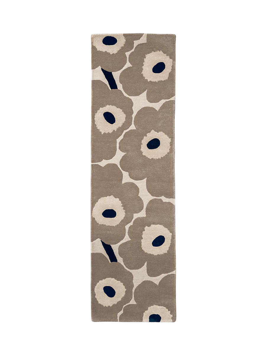 
Handgetufteter Designer Läufer „Unikko Greige“ aus 100% Wolle, verschiedene Grössen - 70 x 245 cm