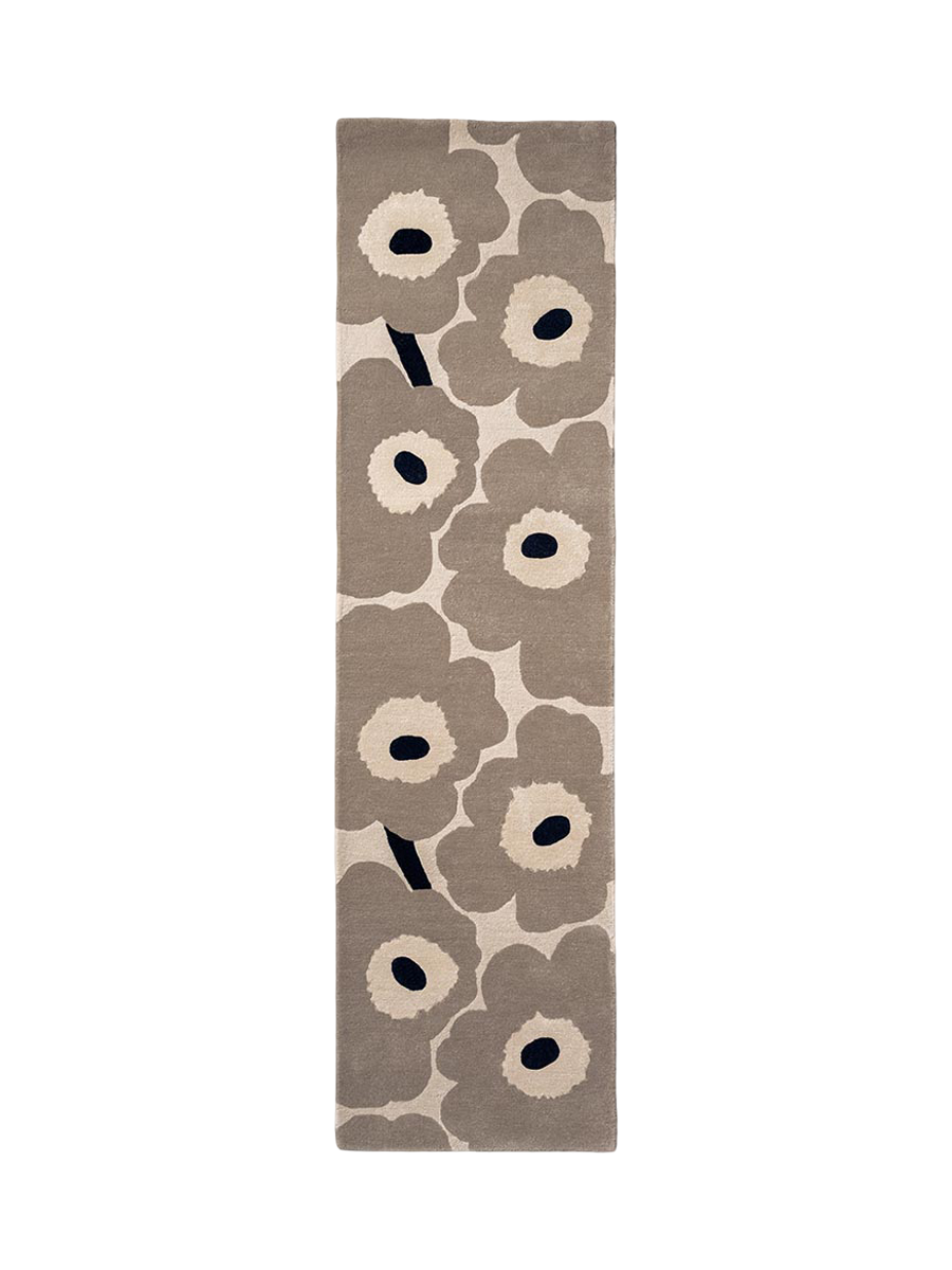 
Handgetufteter Designer Läufer „Unikko Greige“ aus 100% Wolle, verschiedene Grössen - 80 x 300 cm