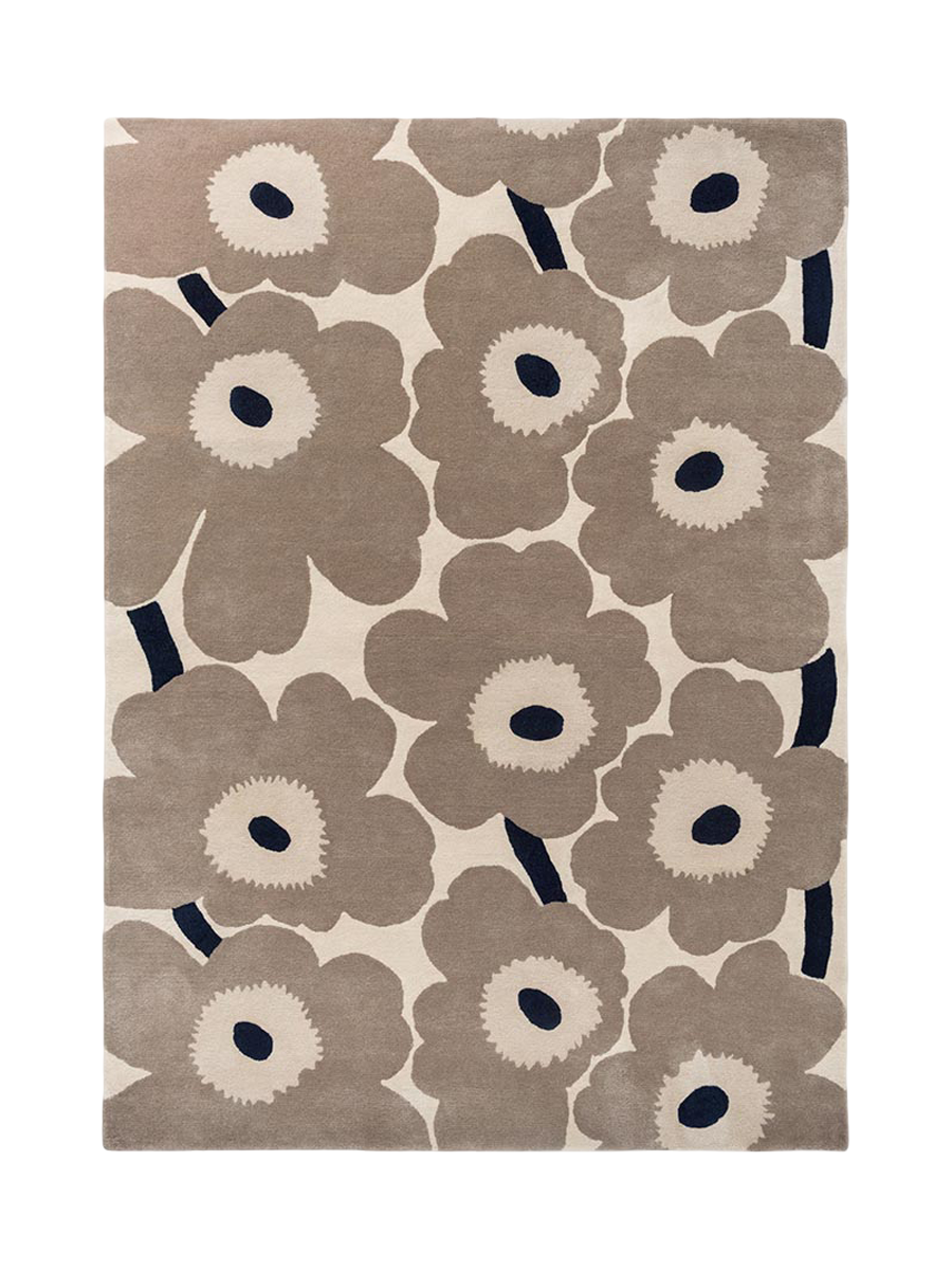 
Handgetufteter Designer Teppich „Unikko Greige“ aus 100% Wolle, verschiedene Grössen - 140 x 200 cm