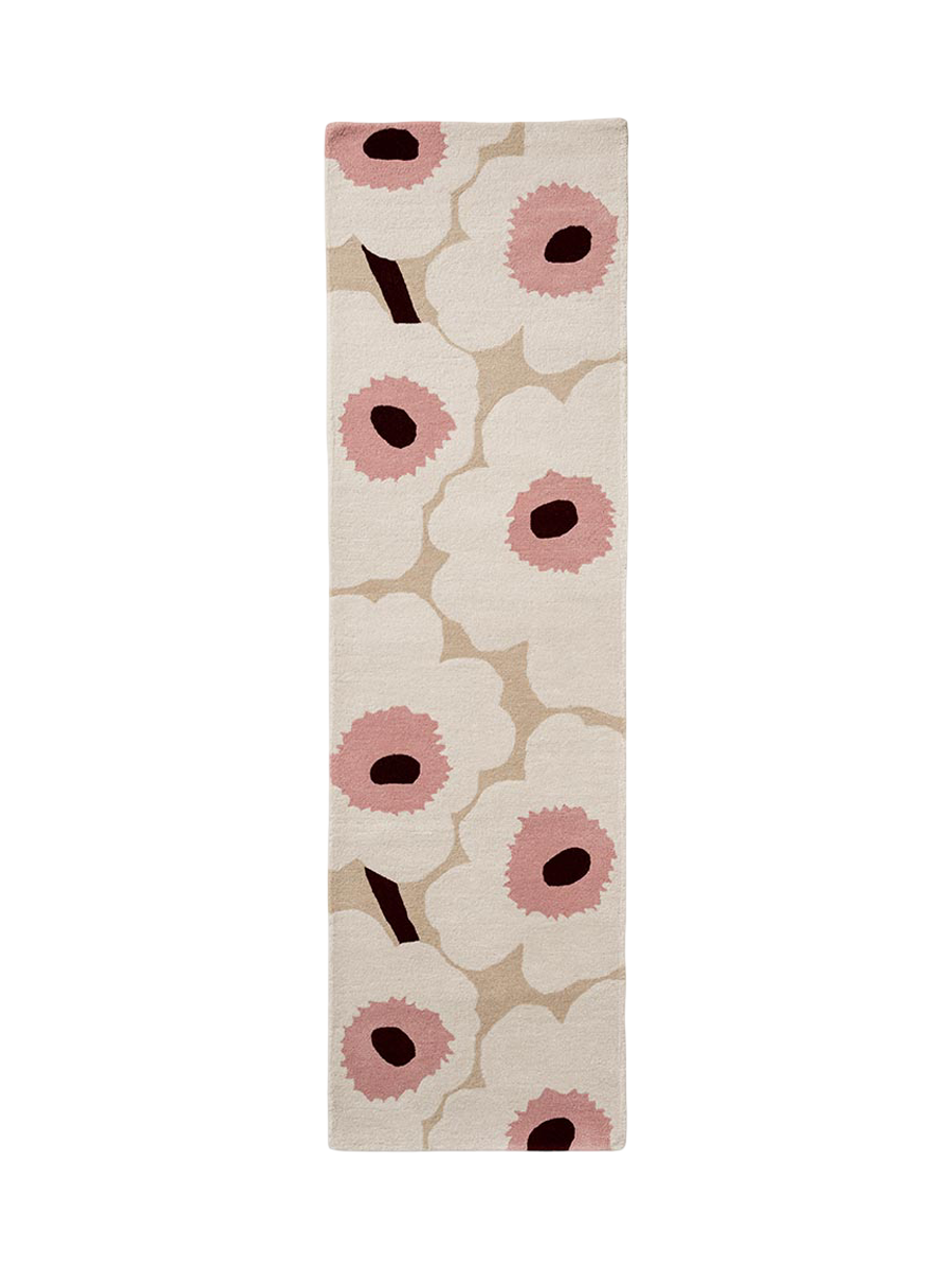 
Handgetufteter Designer Läufer „Unikko Beige/Pink“ aus 100% Wolle, verschiedene Grössen - 70 x 245 cm