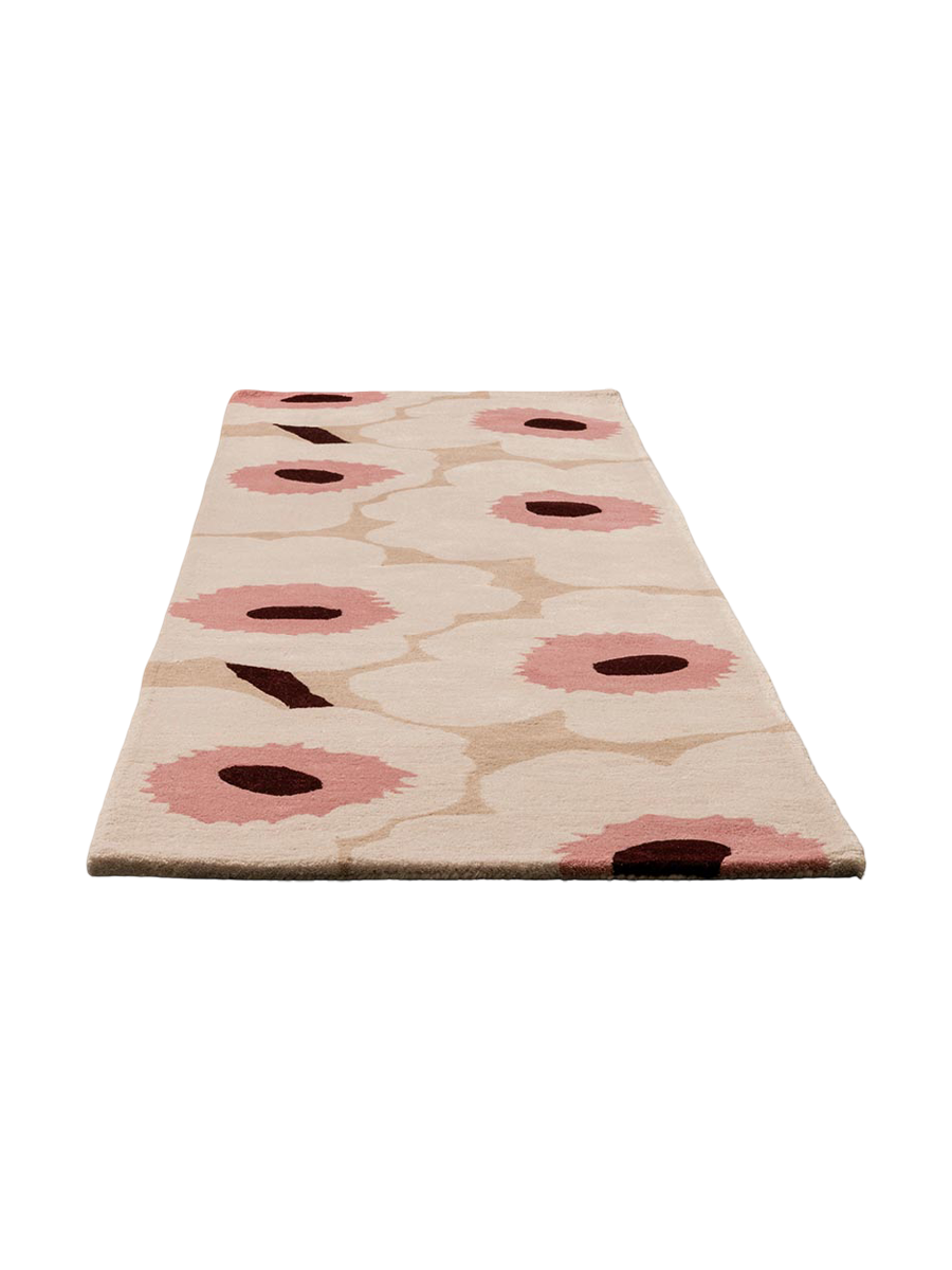 
Handgetufteter Designer Läufer „Unikko Beige/Pink“ aus 100% Wolle, verschiedene Grössen - 170 x 240 cm