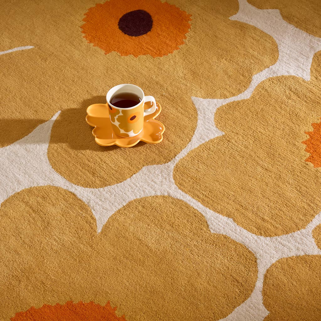 
Handgetufteter Designer Läufer „Unikko Honey“ aus 100% Wolle, verschiedene Grössen - 80 x 300 cm