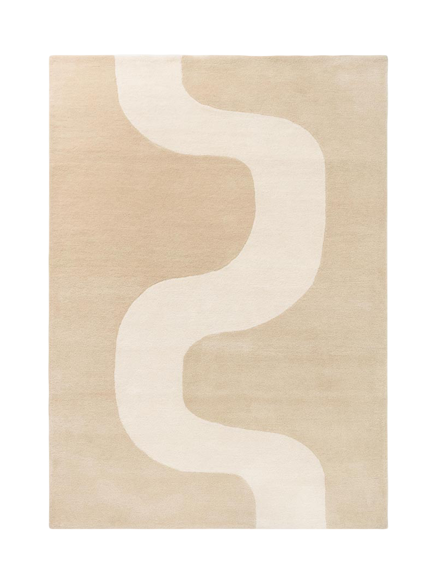 
Tapis design tufté à la main « Seireeni Beige » 100 % laine, plusieurs tailles - 140 x 200 cm
