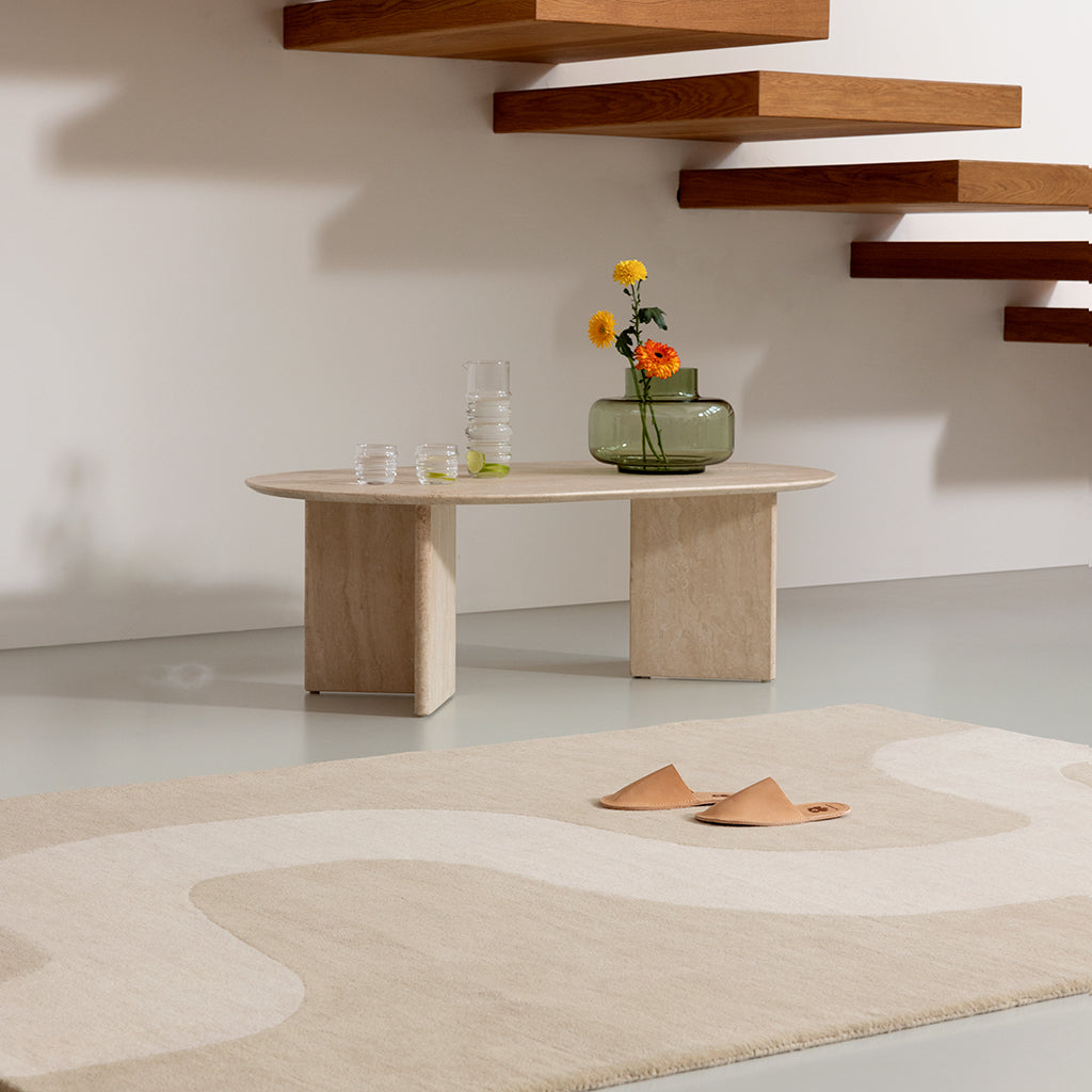 
Tapis design tufté à la main « Seireeni Beige » 100 % laine, plusieurs tailles - 140 x 200 cm