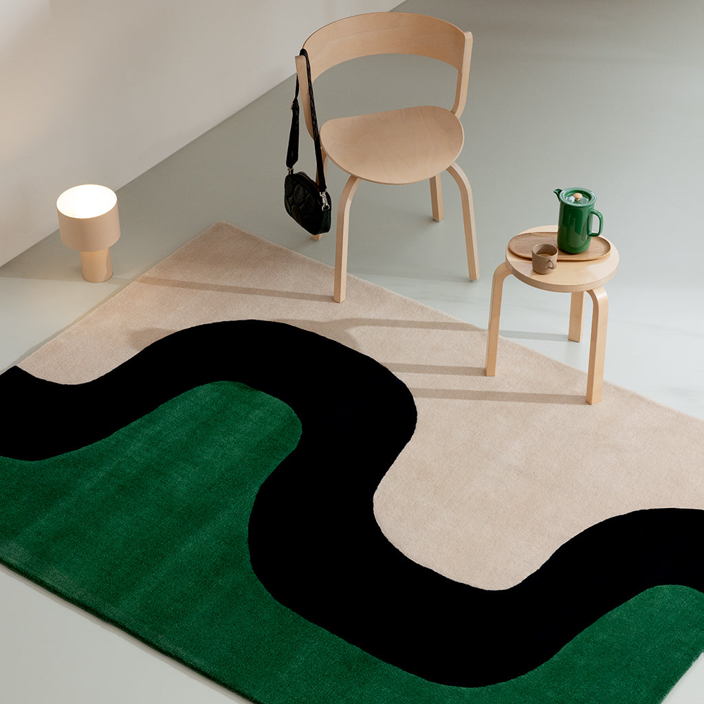 
Tapis design tufté main « Seireeni Grün » 100 % laine, différentes tailles - 140 x 200 cm