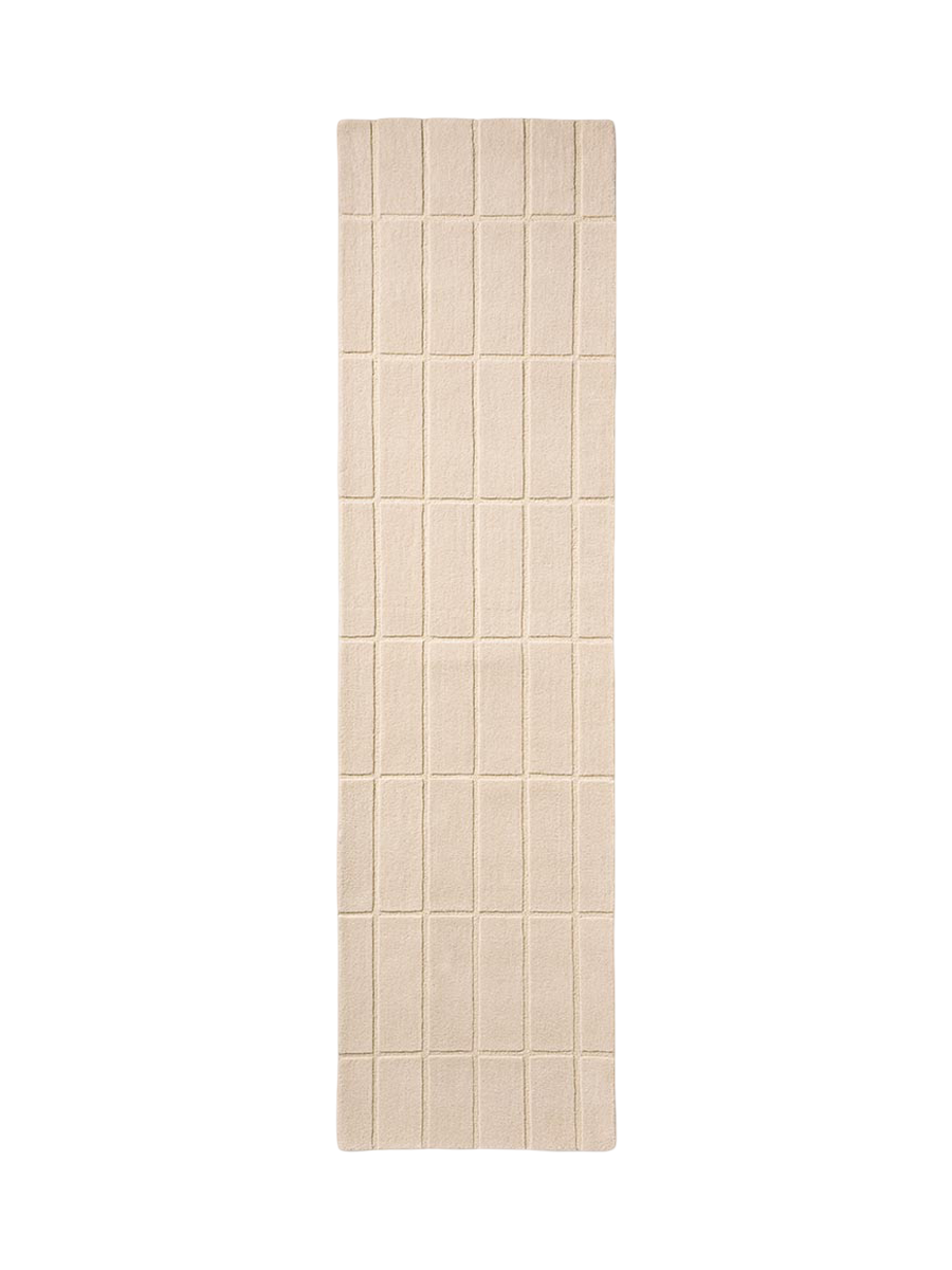 
Handgetufteter Designer Läufer „Tiiliskivi Natural White“ aus 100% Wolle, verschiedene Grössen - 80 x 300 cm