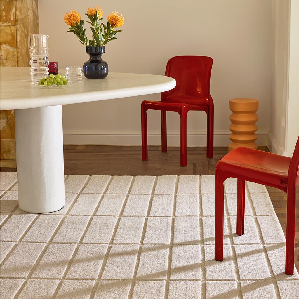 
Tapis design tufté à la main « Tiiliskivi Natural White » 100 % laine, diverses tailles - 140 x 200 cm