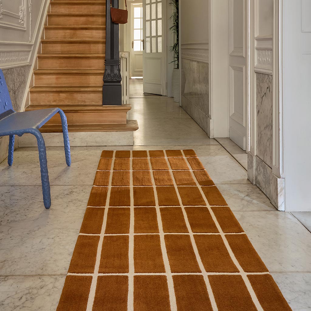 
Handgetufteter Designer Läufer „Tiiliskivi Brown“ aus 100% Wolle, verschiedene Grössen - 80 x 300 cm