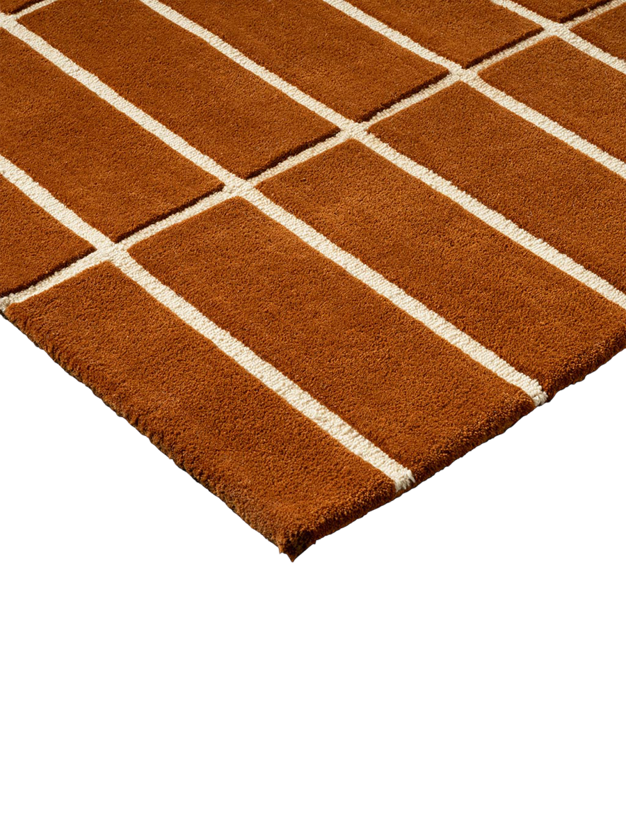 
Tapis design touffeté main « Tiiliskivi Brown » 100 % laine, différentes tailles - 170 x 240 cm