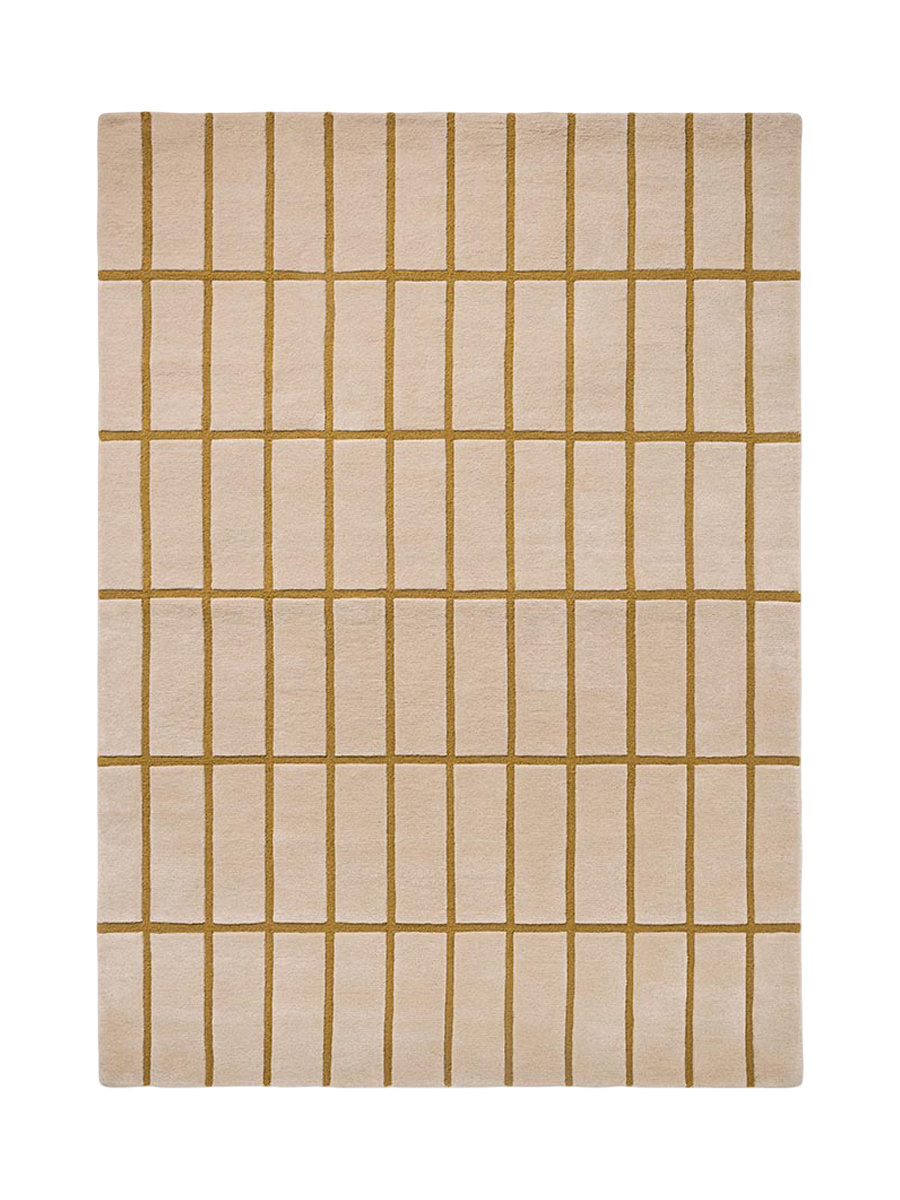 
Tapis design tufté main « Tiiliskivi Bronze Yellow » 100 % laine, différentes tailles - 140 x 200 cm