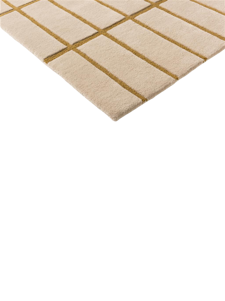 
Tapis design tufté main « Tiiliskivi Bronze Yellow » 100 % laine, différentes tailles - 170 x 240 cm