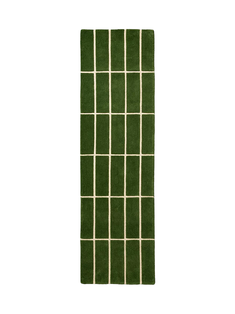 
Handgetufteter Designer Läufer „Tiiliskivi Green“ aus 100% Wolle, verschiedene Grössen - 70 x 245 cm