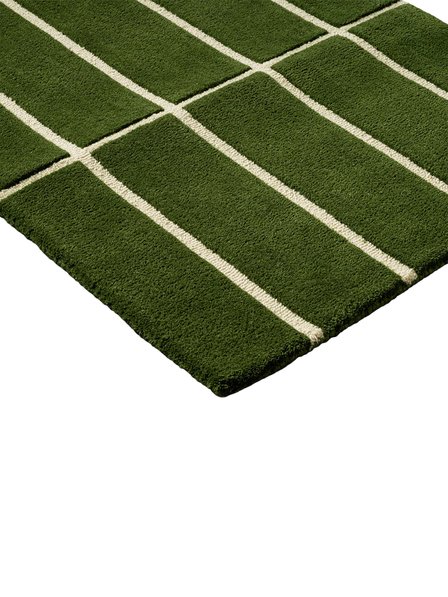 
Handgetufteter Designer Läufer „Tiiliskivi Green“ aus 100% Wolle, verschiedene Grössen - 70 x 245 cm