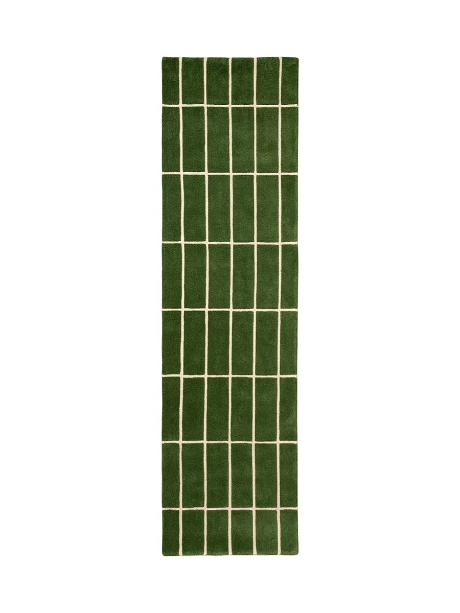 
Handgetufteter Designer Läufer „Tiiliskivi Green“ aus 100% Wolle, verschiedene Grössen - 80 x 300 cm