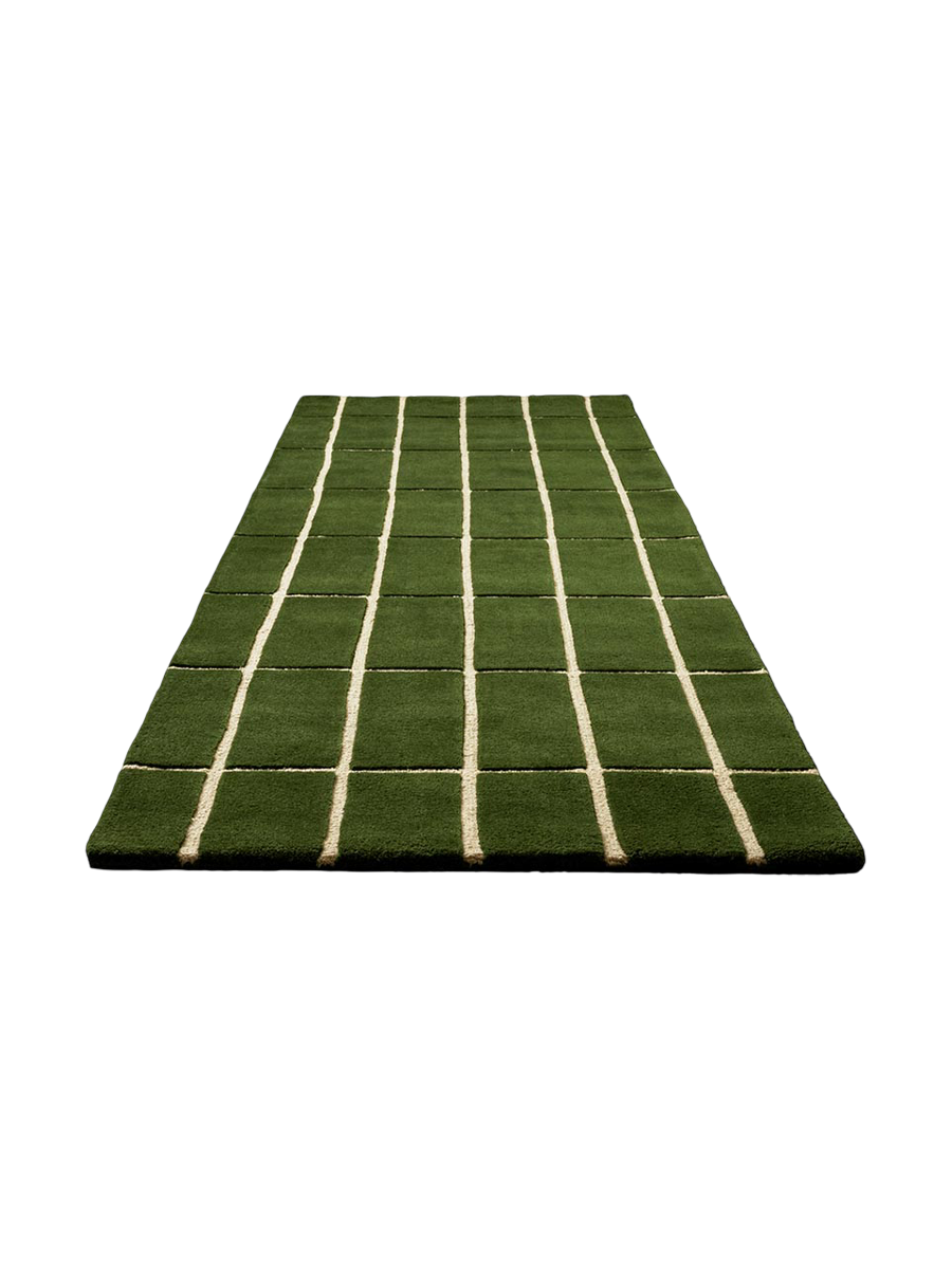 
Handgetufteter Designer Läufer „Tiiliskivi Green“ aus 100% Wolle, verschiedene Grössen - 80 x 300 cm