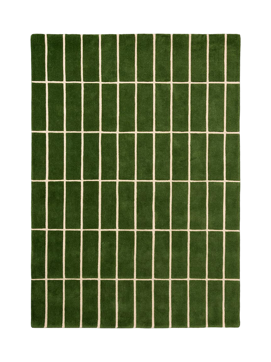 
Tapis design tufté main « Tiiliskivi Green » 100 % laine, plusieurs tailles - 140 x 200 cm