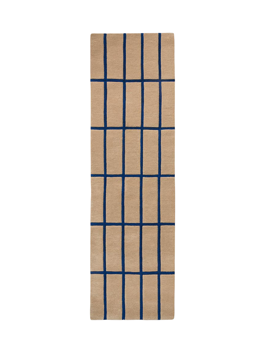 
Handgetufteter Designer Läufer „Tiiliskivi Bright Blue“ aus 100% Wolle, verschiedene Grössen - 70 x 245 cm