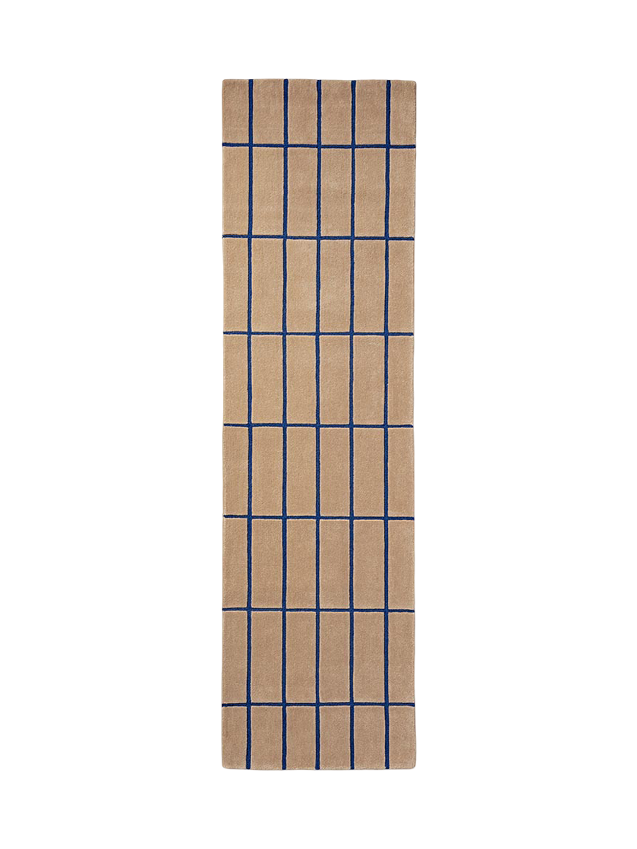 
Handgetufteter Designer Läufer „Tiiliskivi Bright Blue“ aus 100% Wolle, verschiedene Grössen - 80 x 300 cm
