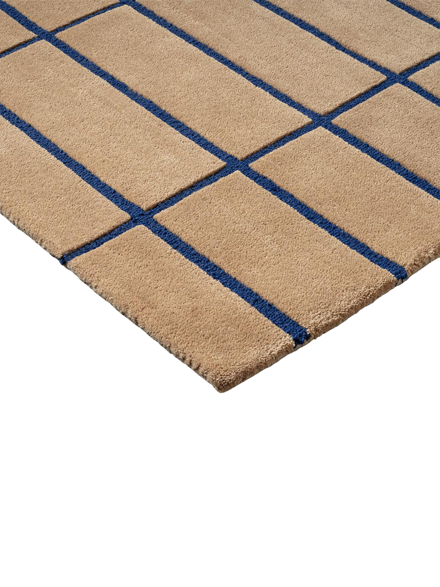 
Handgetufteter Designer Läufer „Tiiliskivi Bright Blue“ aus 100% Wolle, verschiedene Grössen - 80 x 300 cm