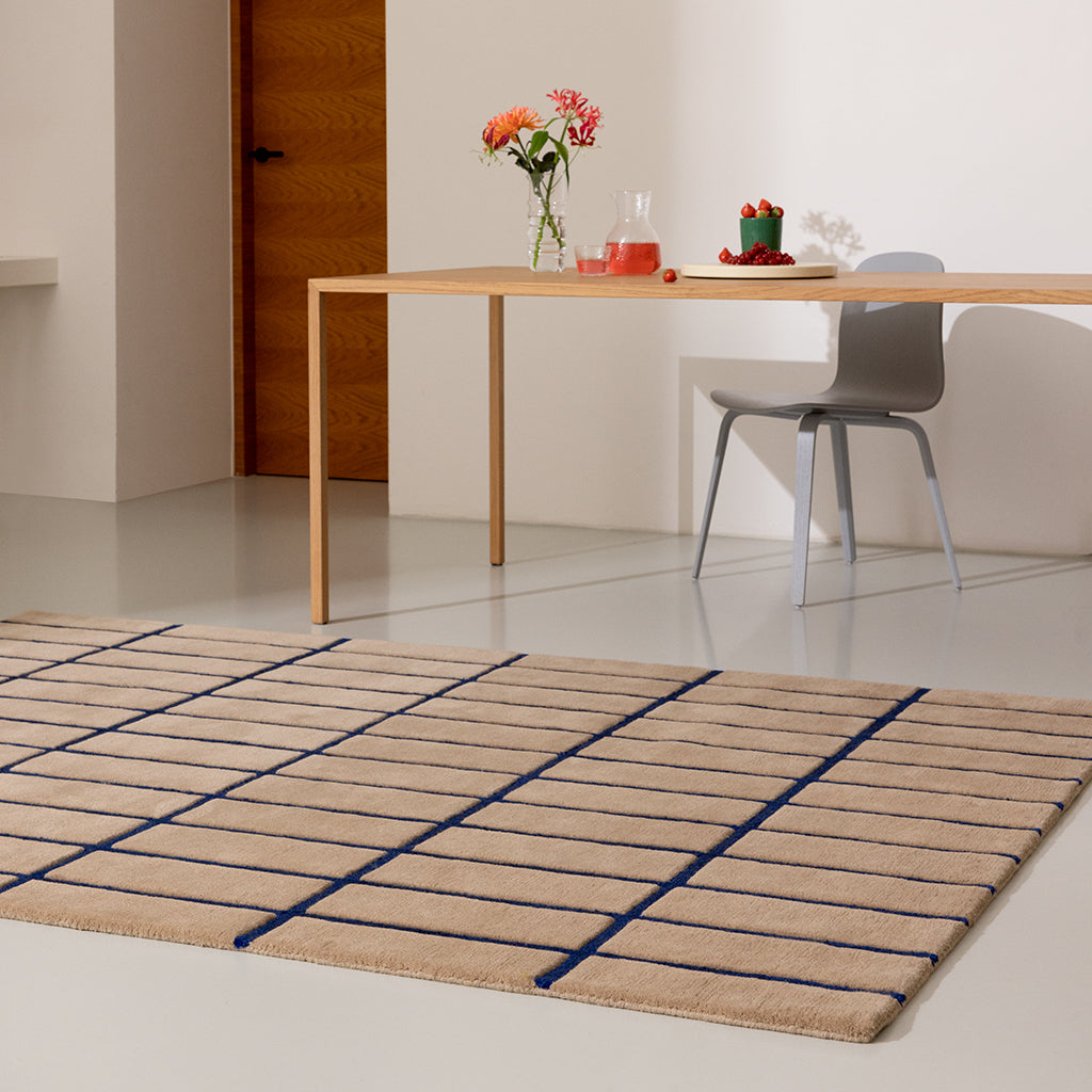 
Tapis design tufté à la main « Tiiliskivi Bright Blue » 100 % laine, plusieurs tailles - 140 x 200 cm