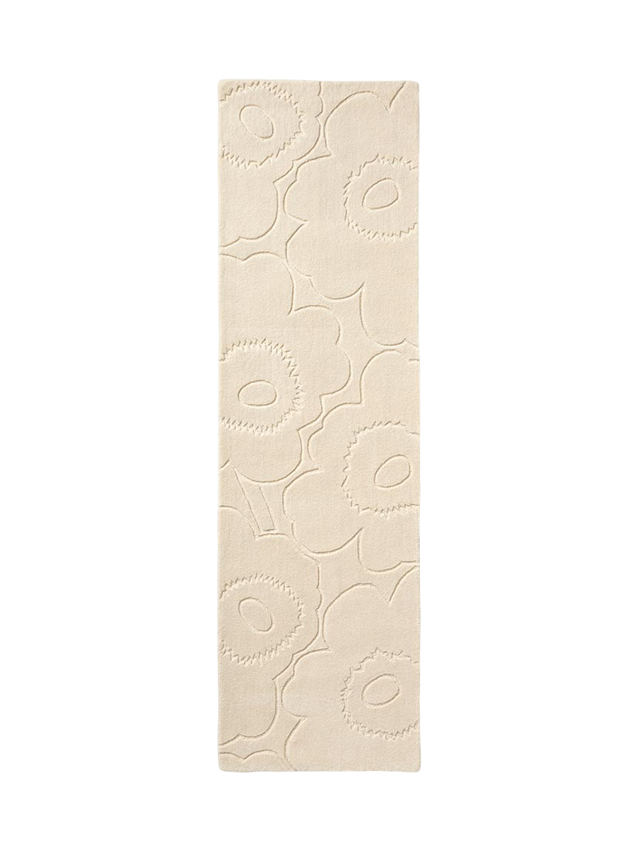 
Handgetufteter Designer Läufer „Piirto Unikko Natural White“ aus 100% Wolle, verschiedene Grössen - 70 x 245 cm