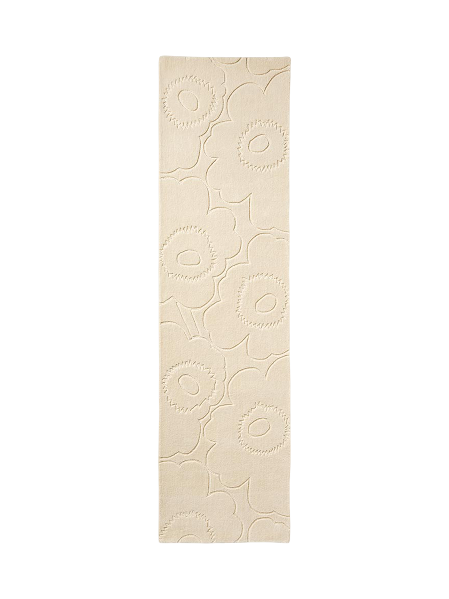 
Handgetufteter Designer Läufer „Piirto Unikko Natural White“ aus 100% Wolle, verschiedene Grössen - 80 x 300 cm