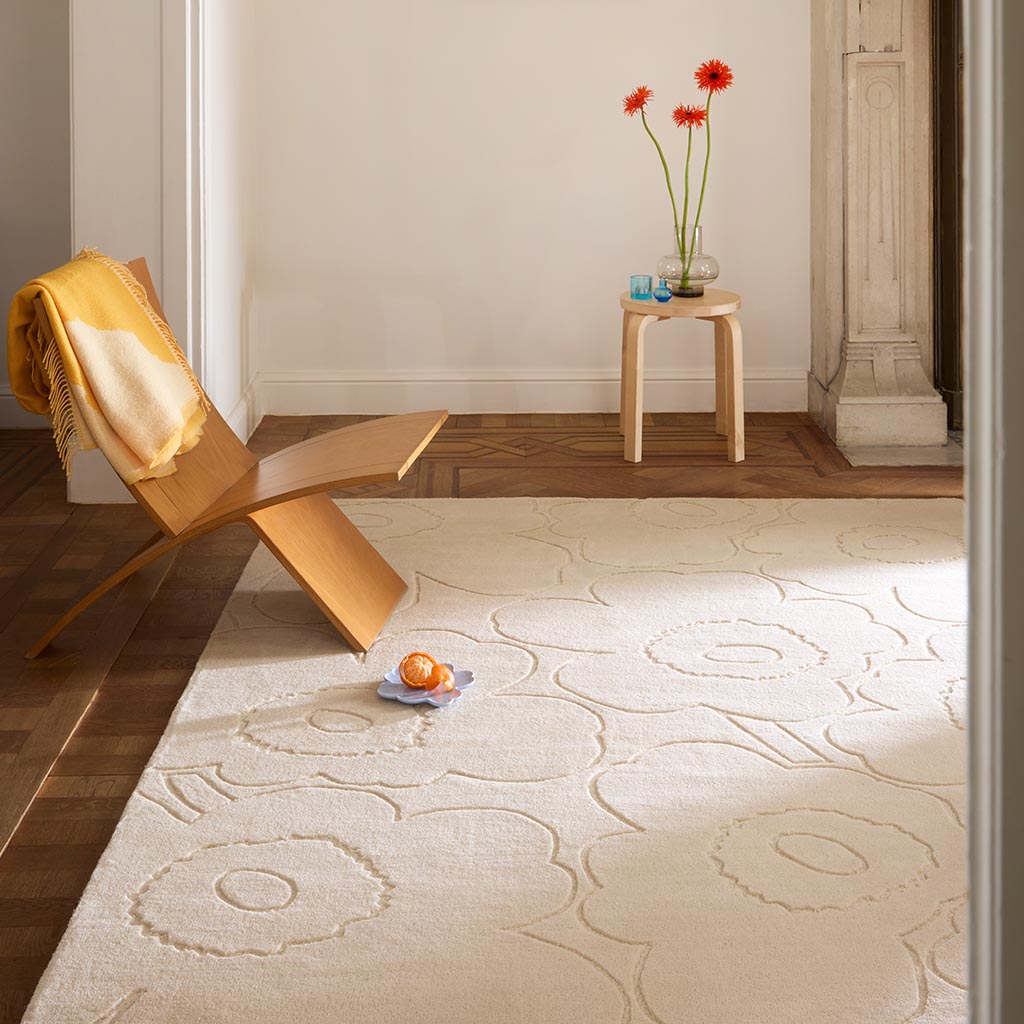 
Tapis design tufté main « Piirto Unikko Natural White » 100 % laine, différentes tailles - 140 x 200 cm
