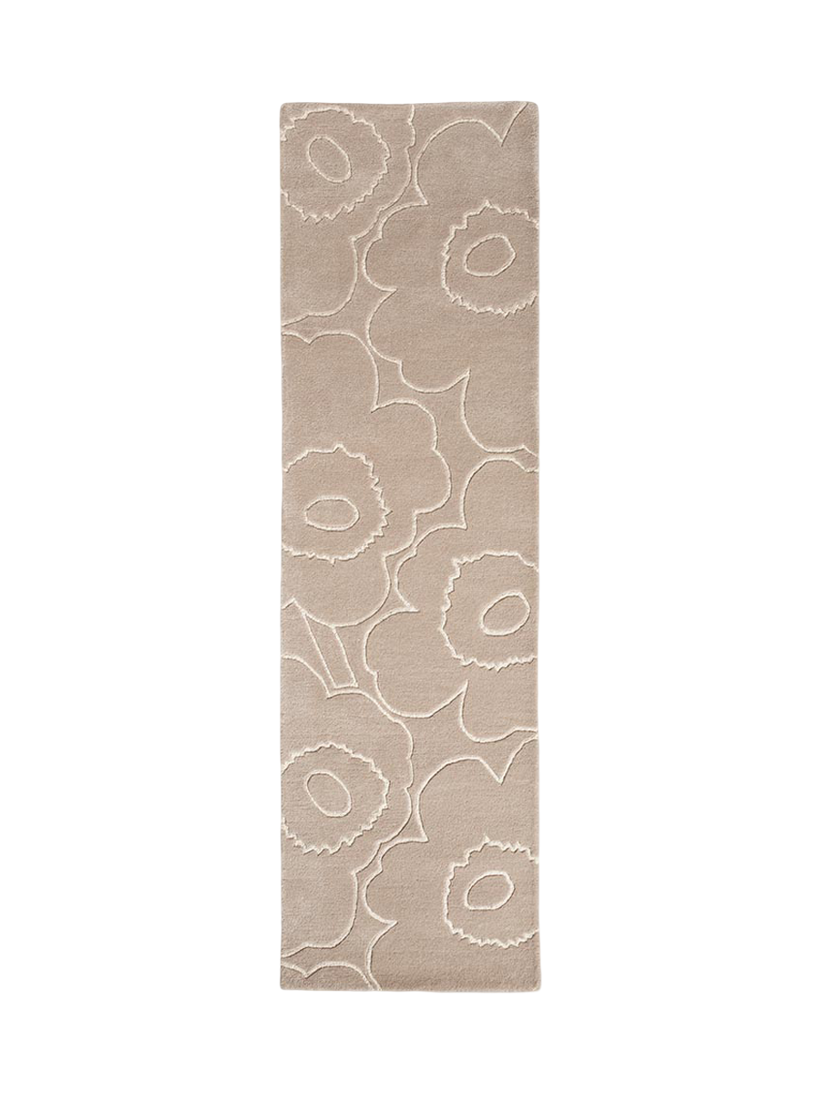 
Handgetufteter Designer Läufer „Piirto Unikko Greige“ aus 100% Wolle, verschiedene Grössen - 70 x 245 cm