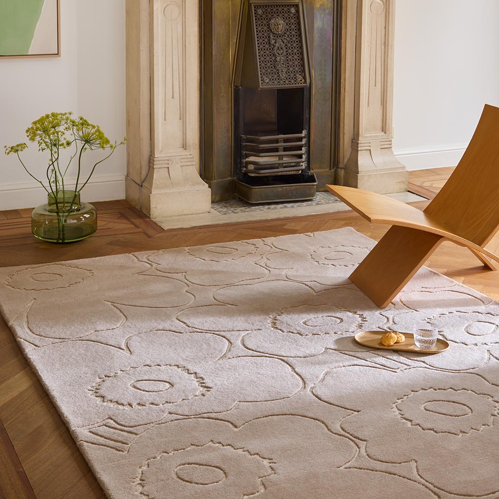 
Tapis design tufté à la main « Piirto Unikko Greige » 100 % laine, différentes tailles - 140 x 200 cm